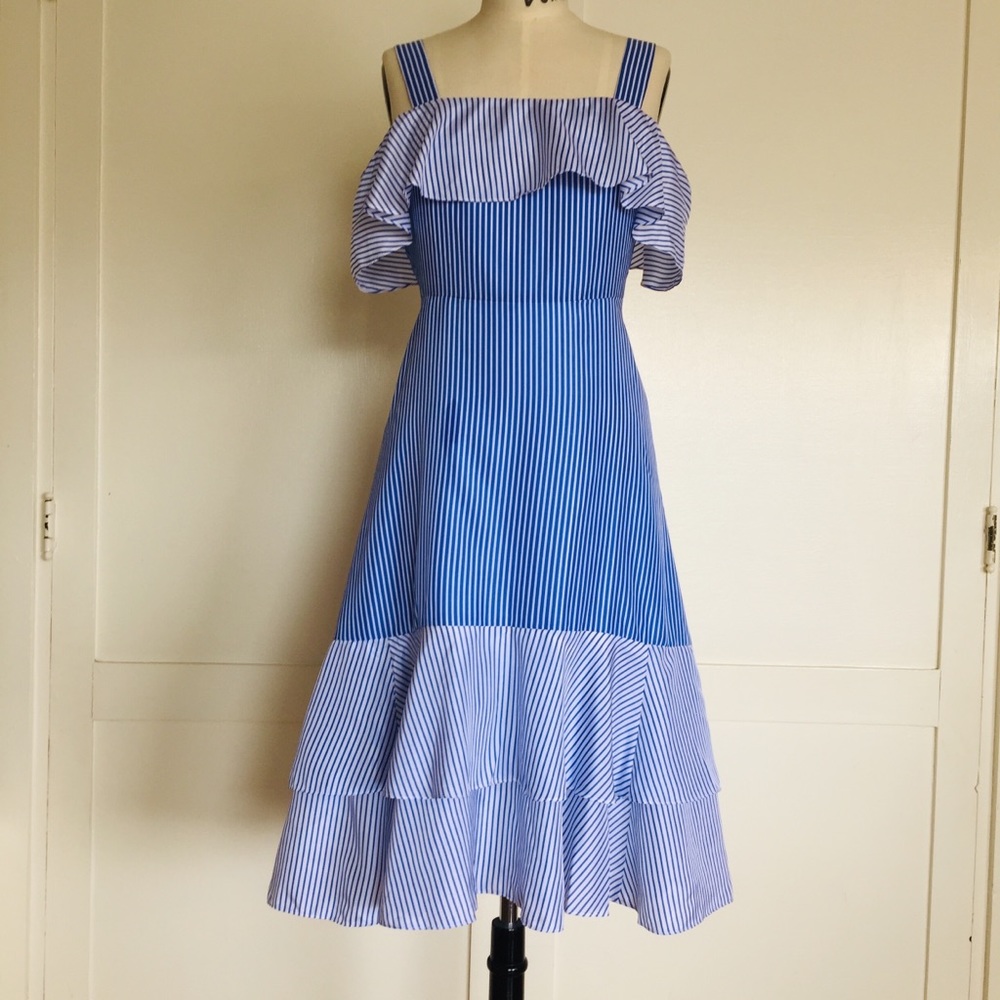 J. Crew Silk Cold Shoulder Flutter Midi Dress